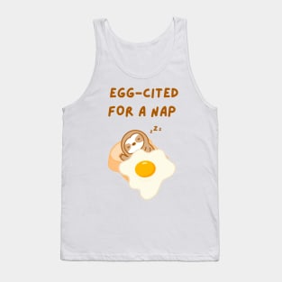 Cute Fried Egg on Toast Sloth Tank Top